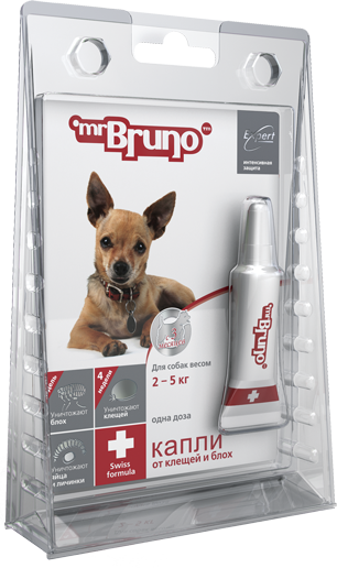 Капли для собак Mr.Bruno Plus от паразитов 2-5 кг.