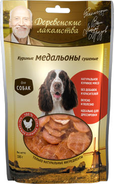 Куриные медальоны для собак Деревенские лакомства 0,1 кг.