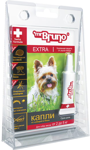 Капли для собак Mr.Bruno Extra от паразитов 2-5 кг.